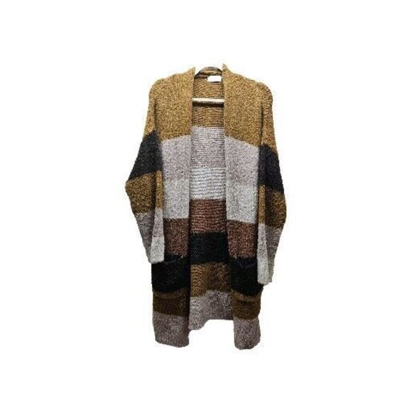 ALTAR'D STATE Womens Brown Blush Pink Open Front Knit Cardigan Medium - Picture 1 of 7